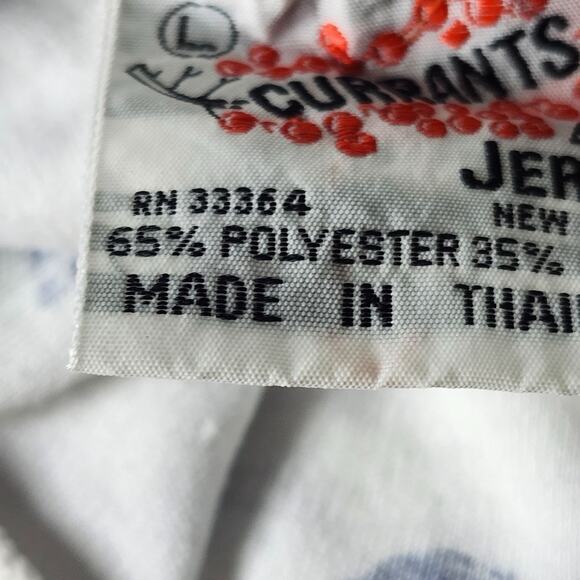 Womens Vintage Currants By Jeri Jo Turtleneck Top Large White & Blue Whale Print - Picture 6 of 6